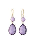 18k Rose Gold Amethyst & Diamond Double-drop Earrings