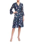 Floral Smocked Faux-wrap Dress With Ruffle Trim