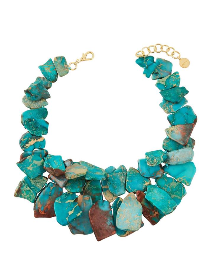 Serpentine Chunky Clustered Turquoise Jasper Necklace