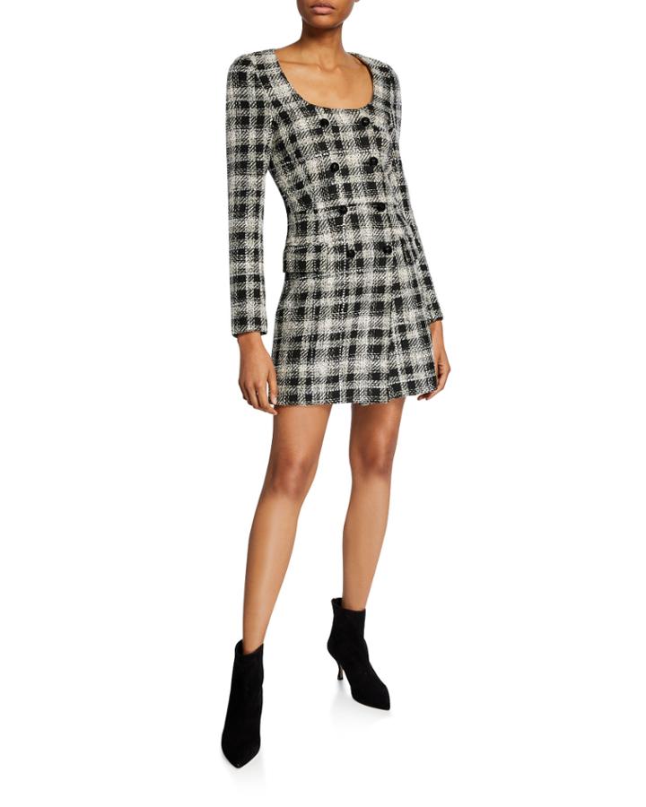 Sondra Double-breasted Plaid Dress