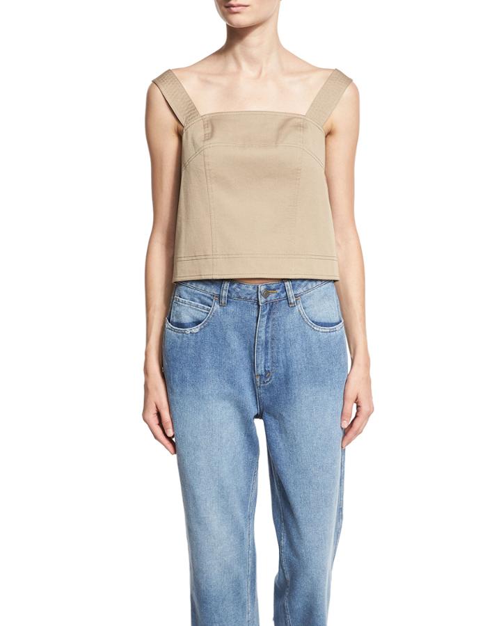 Sleeveless Open-back Top, Tan