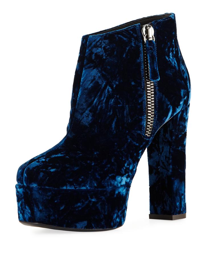 120mm Velvet Platform Ankle Boot