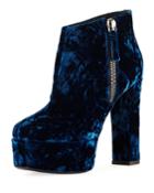 120mm Velvet Platform Ankle Boot