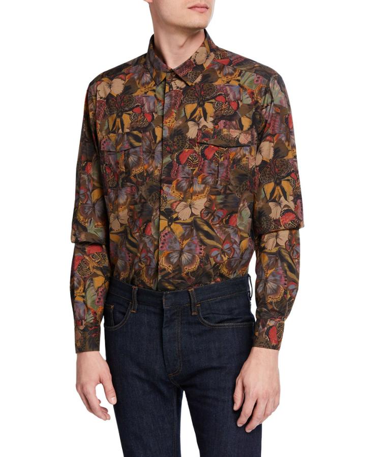 Men's Multi Butterfly-print Long