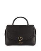 Top-handle Leather Satchel Bag With Enamel Heart