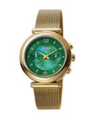 Women's 36mm Stainless Steel Day/date Watch With Bracelet, Golden/green