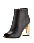 Emorie Peep-toe Leather Booties