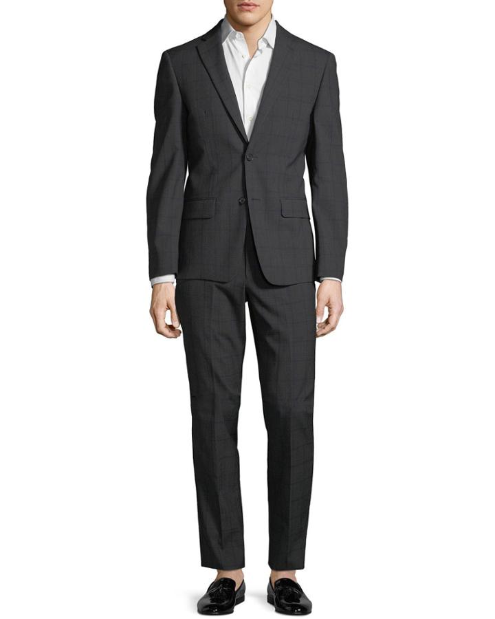 Men's Windowpane Wool Two-piece
