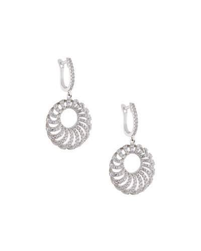 Round Puff Pave Crystal Drop Earrings