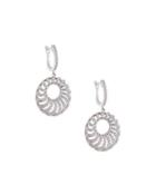 Round Puff Pave Crystal Drop Earrings