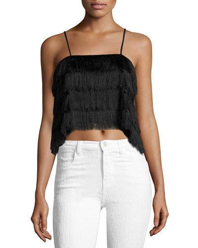Slow Burn Fringed Top, Black