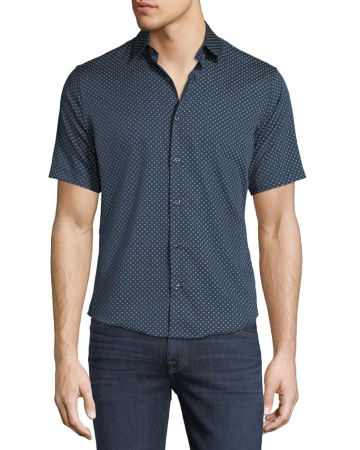 Slim-fit Short-sleeve Dobby-print