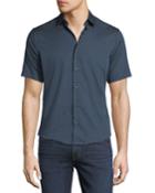 Slim-fit Short-sleeve Dobby-print