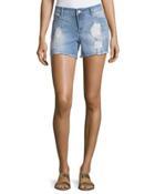 Frayed-hem Distressed Denim