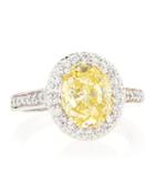 Oval-cut Canary Yellow Cz Pave Ring