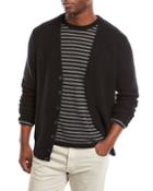 Men's Cashmere Solid Waffle-knit Cardigan