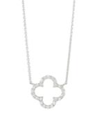 14k White Gold Open Diamond Clover Necklace