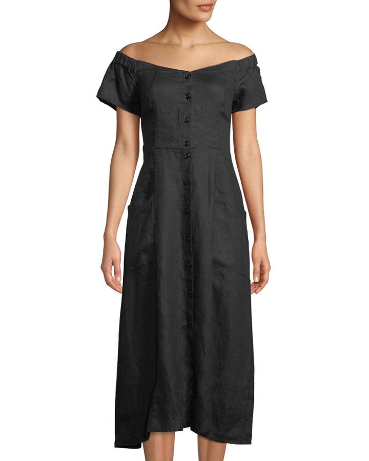 Meet Me At The Sunset Off-the-shoulder Utility Dress