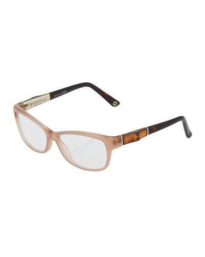 Rectangle Plastic Eyeglasses, Brown