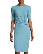 Twist-front Jersey Dress, Blue