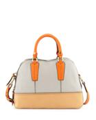 Leslie Colorblock Satchel Bag, Dove