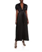 Puff Sleeve Wrap Dress