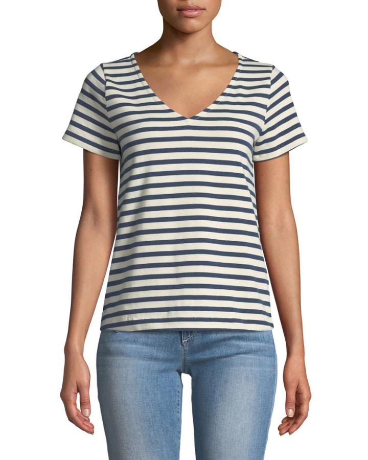 Breton Striped V-neck Tee