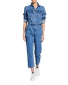 Classic Denim Long-sleeve Jumpsuit
