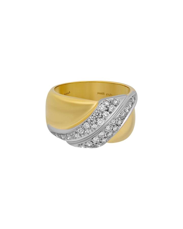 18k Two-tone Diamond Pave Band Ring,