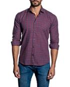 Grid-check Sport Shirt, Red/blue