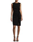 Tamara Sleeveless Ruffle-trim Sheath Dress, Black