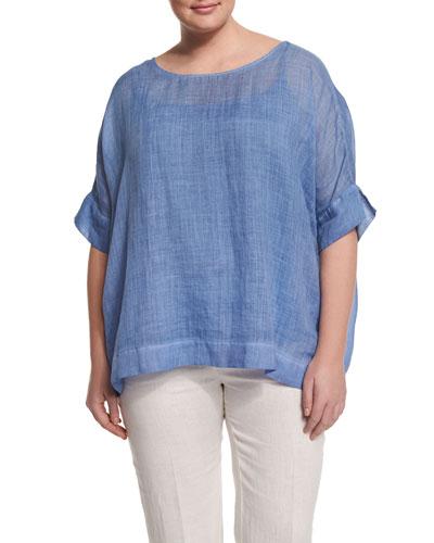 Bernini Short-sleeve Ramie Shirt,