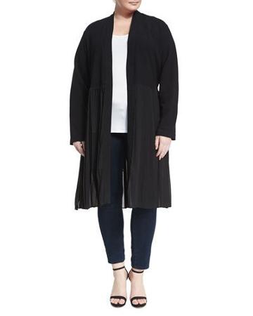 Open-front Pleated Cardigan,