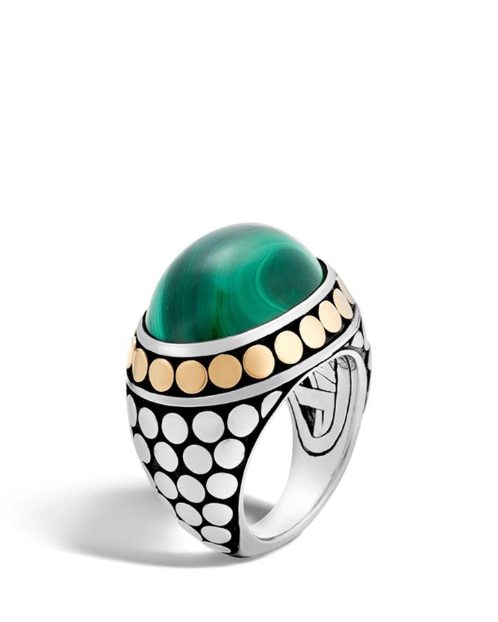 Dot Dome Ring W/ Malachite,