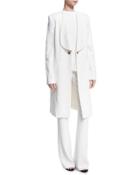 Shawl-collar Long Coat, White