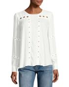 Maddox Grommet Long-sleeve Top