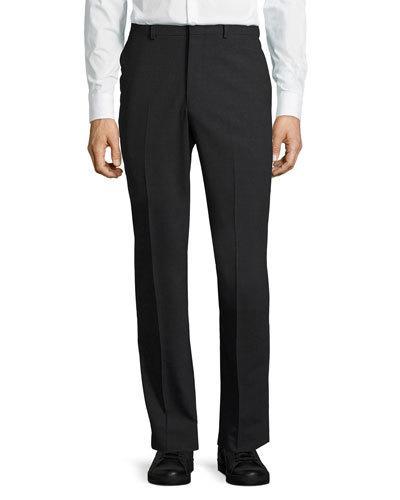 Wool-blend Straight-leg Trousers, Charcoal