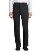 Wool-blend Straight-leg Trousers, Charcoal