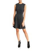 Sleeveless Seamed Speckle Knit Fit-&-flare Dress