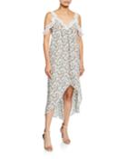 Elixir Cold-shoulder Floral-print High-low