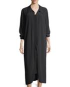 Long Crinkled Crepe Duster Cardigan
