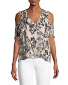 Tudor V-neck Cold-shoulder Floral-print