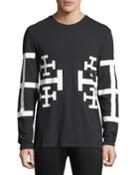 Men's Mirrored Geometric Star Long-sleeve Cotton Tee