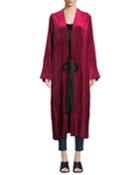 Pleated Velvet Duster Coat