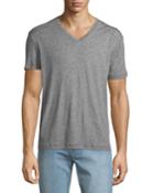 Men's V-neck Heathered T-shirt With Stitching Detail