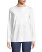 Long-sleeve Cotton Poplin Tunic With Pique Bib