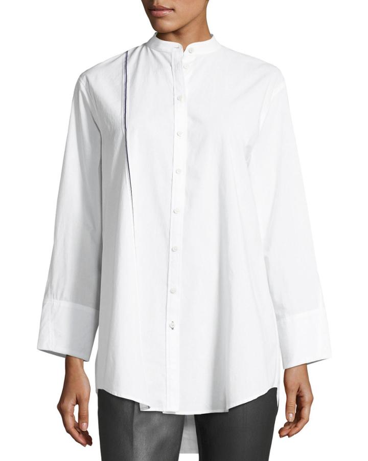 Lenno Button-front Cotton Shirt W/ Selvedge