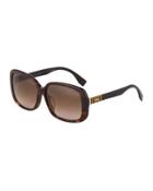 Tortoiseshell Modified Square Sunglasses, Brown/red