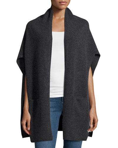 Solid Felt Ruana Wrap, Charcoal