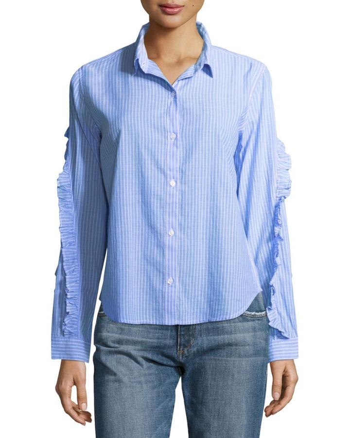 Lizzi Striped Button-front Poplin